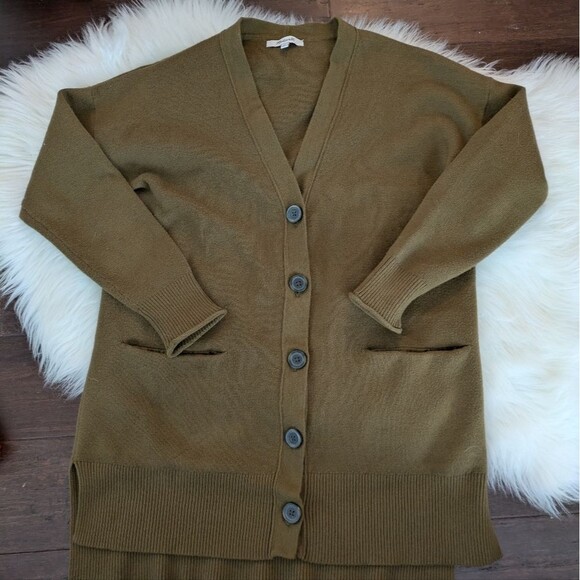 MADEWELL Miller Oversized Button Grandpa Cardigan S Small Olive Green Brown - Picture 2 of 6